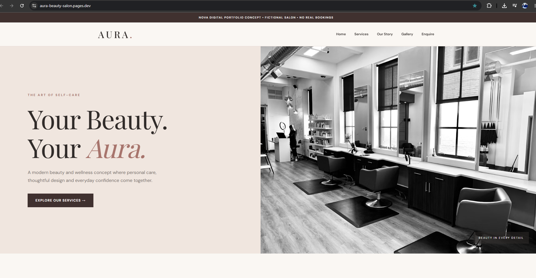 AURA Beauty Salon Website Preview